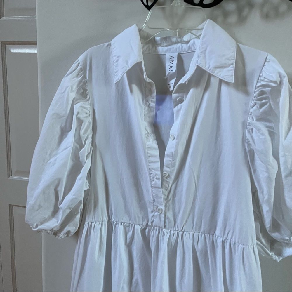 Anthropologie AMADI  Cordelia Tiered Midi Shirtdress in White XS NWOT - Picture 14 of 15